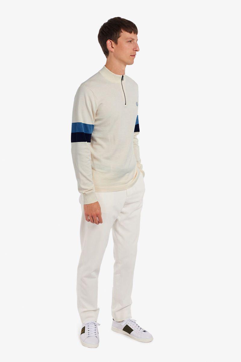 White Fred Perry Funnel Neck Knitted Jumper Men's Knitwear | PH 1300HAPK